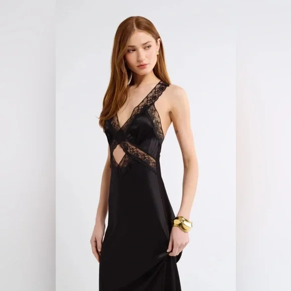 knee length dresses for ladies Crossroads Black Lace Velvet Bodycon Maxi Dress – House of Aama